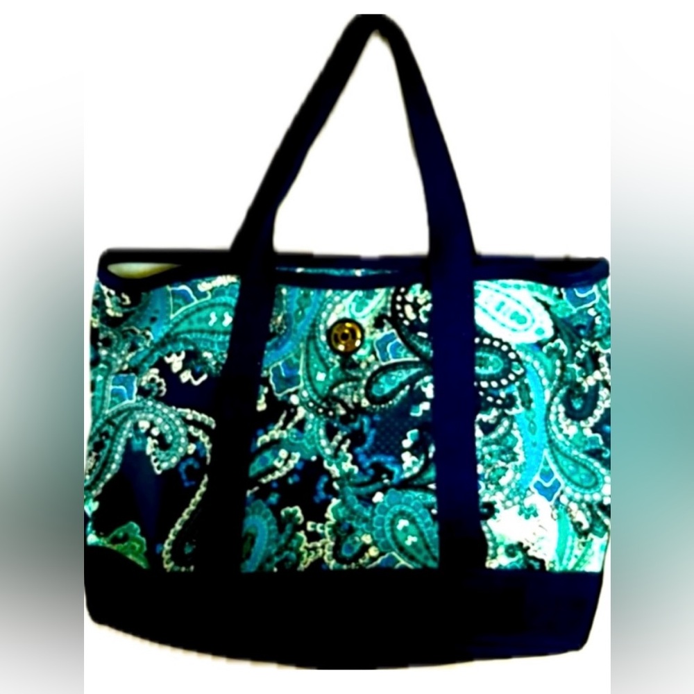 Tommy Hilfiger Paisley Tote - Blue and Teal. Spacious interior.